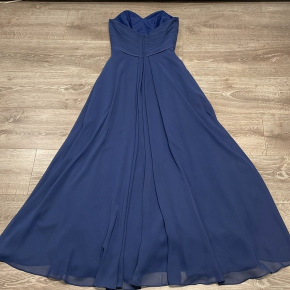 NWOT Allure Bridals Bridesmaid Formal 1221 Dress Navy Chiffon Ruched Strapless 4 - Picture 15 of 16